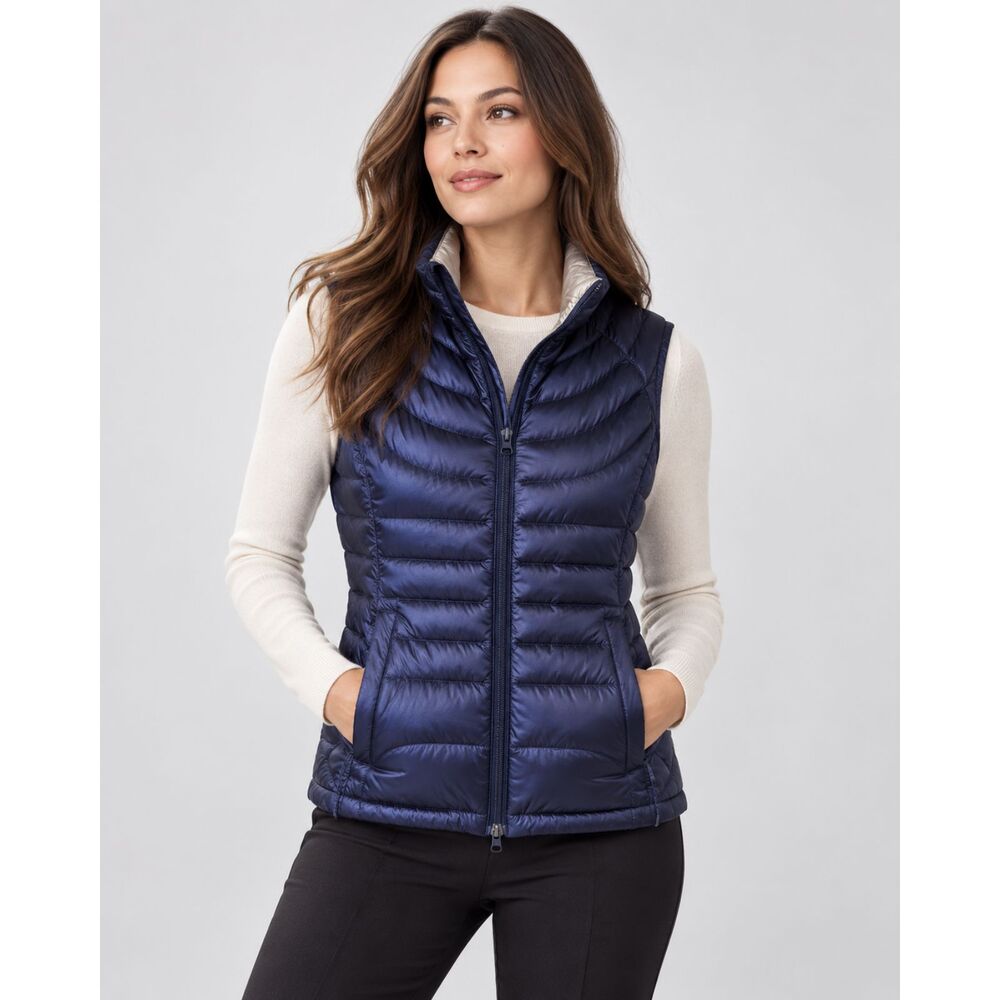 Bernardo Goose Down Puffer Vest Navy Blue Women’s Small Lightweight Quilted